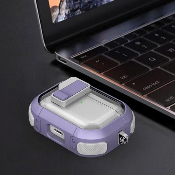 Протиударний футляр Locking Button для AirPods Pro/Pro 2 світло-фіолетовий NODA-IT NODA-IT000916 фото