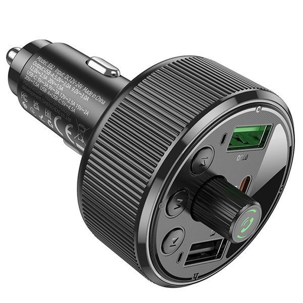 Автомобільний FM-модулятор Hoco E82 Guerrero PD30W + QC3.0 2&times;USB-A + 1&times;USB-C чорний NODA-IT NODA-IT000451 фото