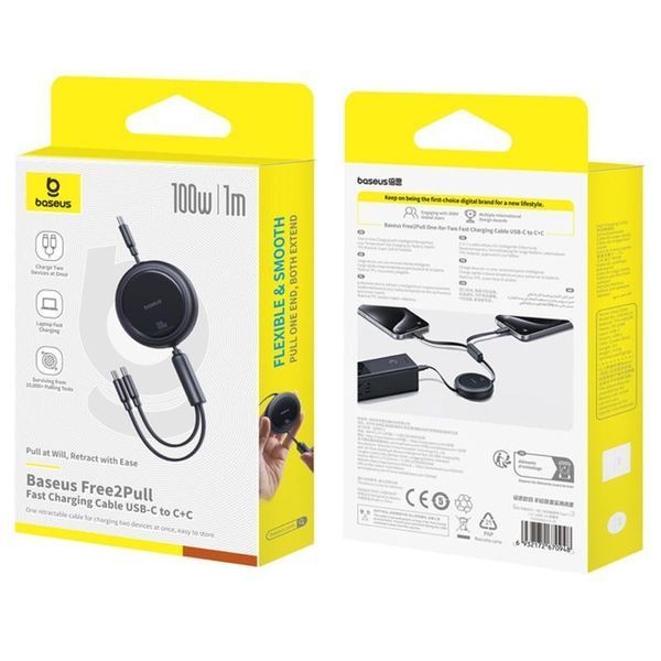 Кабель Baseus Bright Mirror Series USB-C to 2&times;USB-C 100W 1 м P10318602111 Cluster Black NODA-IT NODA-IT001507 фото