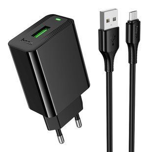 Мережевий Зарядний Пристрій Hoco CS92A 1USB QC 18W+USB to Micro NODA-M001591 фото