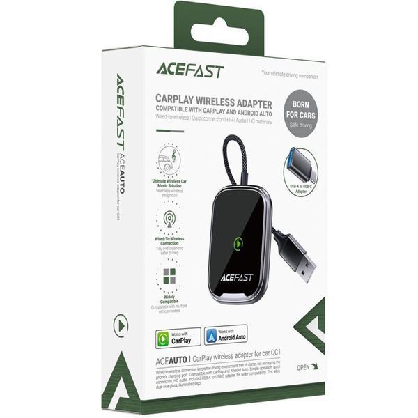 Бездротовий адаптер Acefast QC1 CarPlay/Android Auto сірий NODA-IT NODA-IT001528 фото