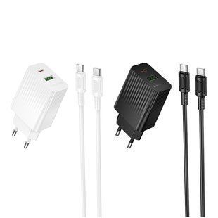 Мережевий Зарядний Пристрій Borofone BAS74A 1USB-C/1USB PD/QC 20W+Type-C to Type-C NODA-M001525 фото