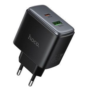 Мережевий Зарядний Пристрій Hoco C158A 1USB-C/1USB QC/PD45W GAN NODA-M001534 фото