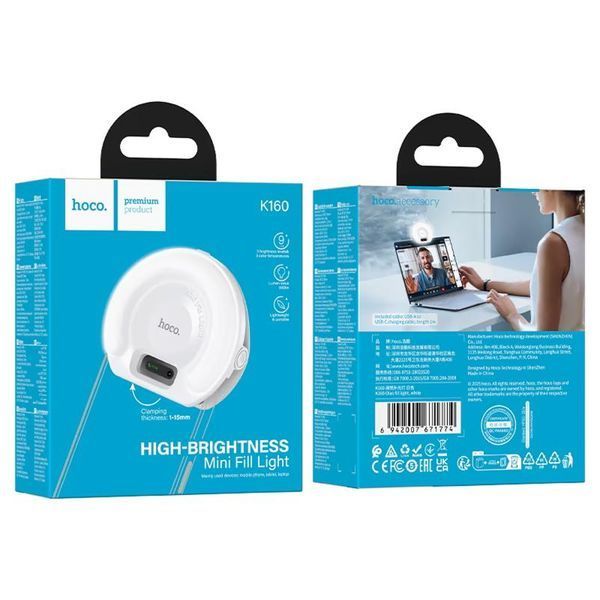 Портативна лампа для селфі Hoco K160 Olas 400 mAh біла NODA-IT NODA-IT001393 фото