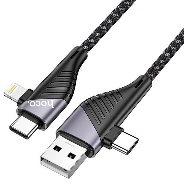 Кабель Hoco U95 Freeway 4in1 USB-A/USB-C to USB-C/Lightning 60W 1,2 м чорний NODA-IT NODA-IT001556 фото