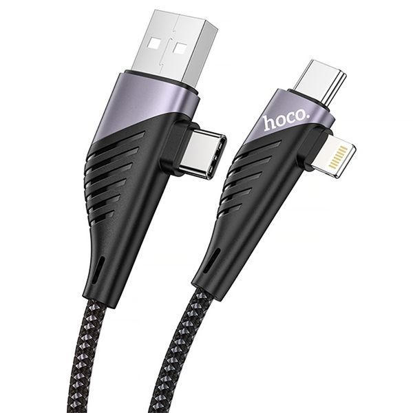 Кабель Hoco U95 Freeway 4in1 USB-A/USB-C to USB-C/Lightning 60W 1,2 м чорний NODA-IT NODA-IT001556 фото